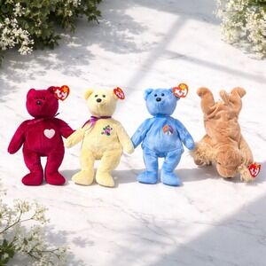 Ty Beanie Babies Plush Lot 4 Valentina Mother Peace Spunky Multicolor Excellent